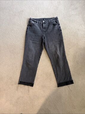 Express Flexx Women's High-Rise Straight Leg Jeans - Charcoal Gray
